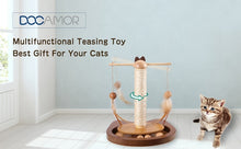 Load image into Gallery viewer, 360° Rotating Rod With Feather Cat Teasing Toy Multifunctional Durable Wooden Balls Scratching Sisal Post Cat Toys Kitten Table
