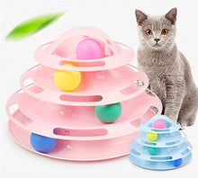 Load image into Gallery viewer, Four Levels pet cat toy Tower Tracks Disc cat Intelligence Amusement  pay  cat toys ball Training Amusement plate